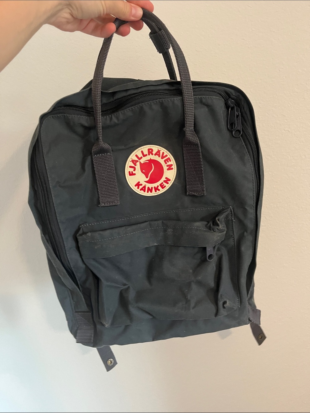 Fjallraven Kånken Backpack in Navy with Red Logo